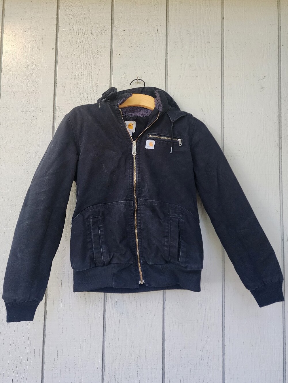 Carhartt Weathered Duck Wildwood Hooded Jacket Black Sz Small